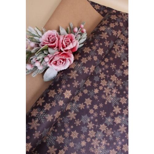 Бумага упаковочная новогодняя крафт 70*100 см Снегопад на синем 10 л/уп 568023