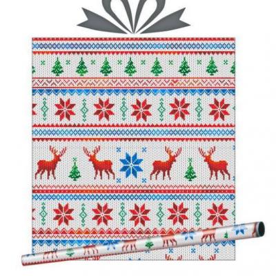 Бумага упаковочная новогодняя тишью 70 см*10 м Домашний уют