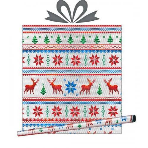 Бумага упаковочная новогодняя тишью 70 см*10 м Домашний уют