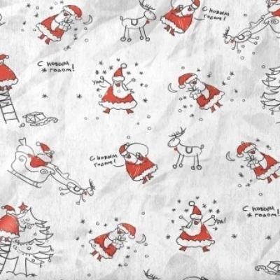 Бумага упаковочная новогодняя тишью 70 см*10 м Товарищи