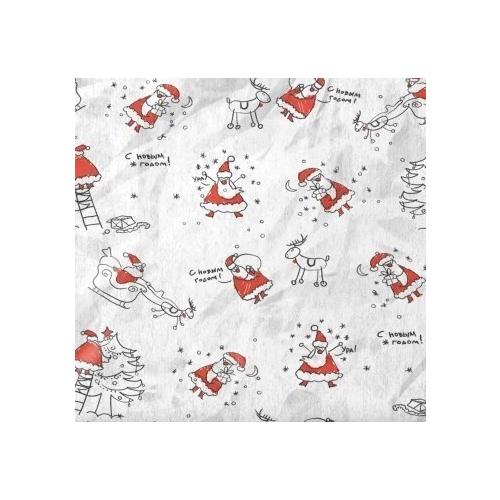 Бумага упаковочная новогодняя тишью 70 см*10 м Товарищи