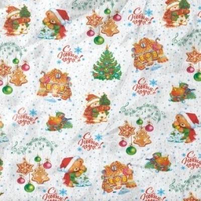 Бумага упаковочная новогодняя тишью 70 см*40 м Музыкальный вечер