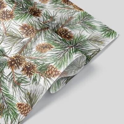 Бумага упаковочная новогодняя тишью 70 см*40 м Шишкин лес