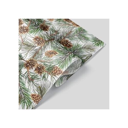 Бумага упаковочная новогодняя тишью 70 см*40 м Шишкин лес
