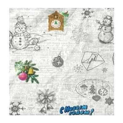 Бумага упаковочная новогодняя тишью 70 см*40 м Снежная поэзия
