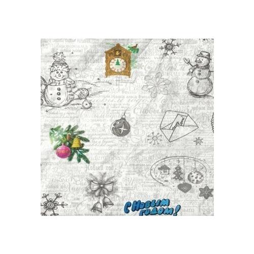 Бумага упаковочная новогодняя тишью 70 см*40 м Снежная поэзия