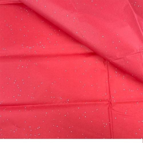 Бумага упаковочная тишью 50*66 см Красный с блестками 10 листов 14 г/м2 49191199