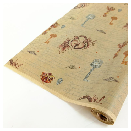 Бумага уупаковочная крафт 'Ключ от сердца' 72 см*10 м 539993