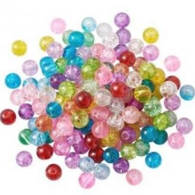 Бусины 8 мм 100 г С эффектом трещин прозрачно-разноцветный 271498