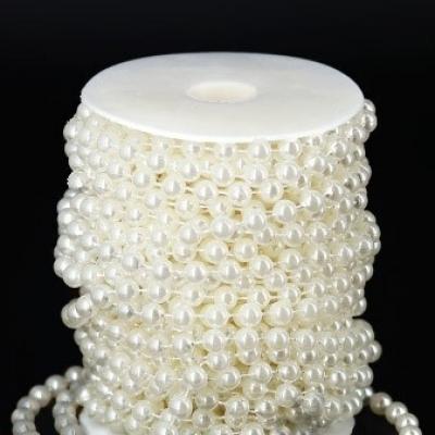 Бусины жемчуг на бобине 8 мм 17 м Молочный 271559