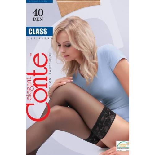 Чулки женские CLASS 40d с ажурной эластичной резинкой