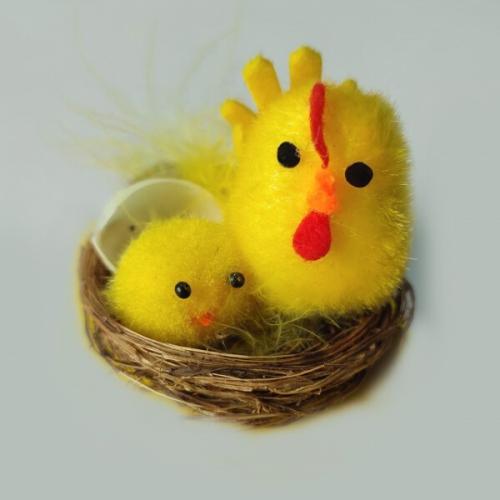 Декор 'Курица с цыпленком в гнезде' 4.5*4 см (Цена за штуку) 566035