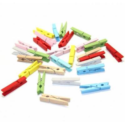 Декоративная прищепка деревянная цветная 3 см 100 шт/уп