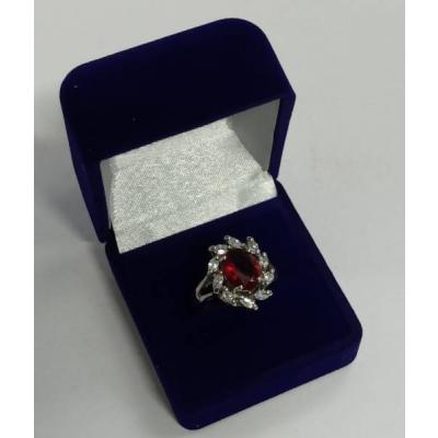 Футляр бархатный под кольцо синий квадратный 42255