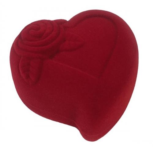 Футляр бархатный 'Сердце с розой' под серьги красный 42279