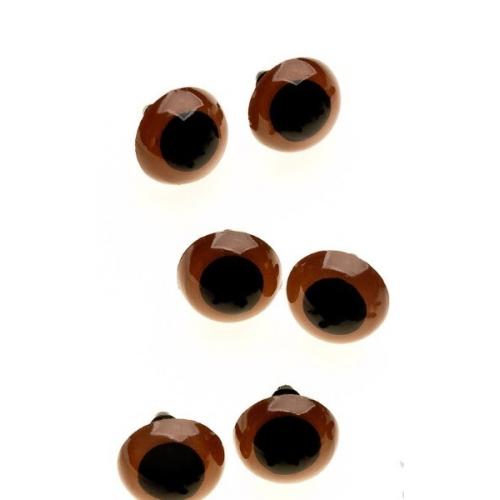 Глазки для игрушек 16 мм с заглушками (20 шт) Темно-коричневый 171931