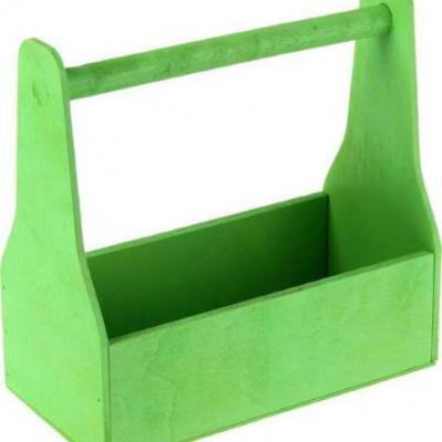 Кашпо деревянное флористическое № 1 25*12*25 см Зеленое 230354