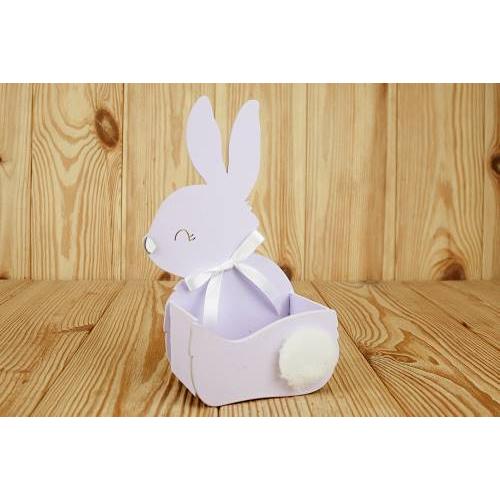 Кашпо подарочное деревянное 13*7.5*22 см Зайка сиреневый 152306