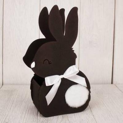 Кашпо подарочное деревянное 16*9*27.5 см Зайка черный 152297