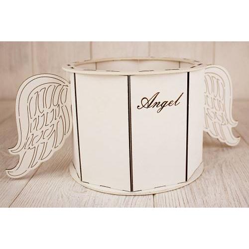 Кашпо подарочное деревянное 17*32*13 см Ангел белый 150911