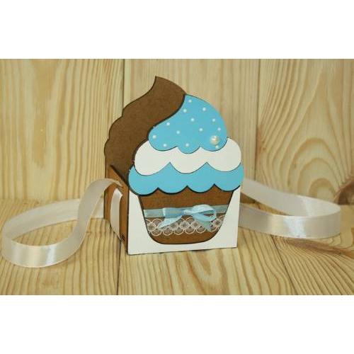 Кашпо подарочное деревянное 9.5*9*13 см Кекс голубой 152062