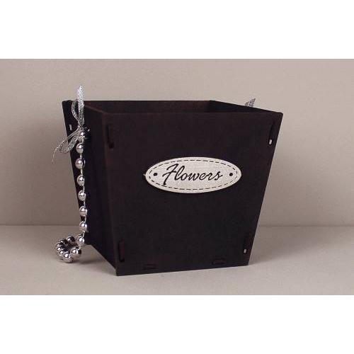 Кашпо подарочное деревянное конусом 12*12*10.5 см Flowers черный 153614