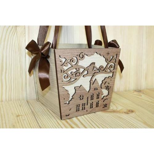 Кашпо подарочное деревянное конусом №3 12*16.5*14 см Чудный город серый/коричневый 151981