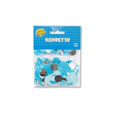 Конфетти Круги тишью фольгированные серебро/голубой Микс 10 г 282304