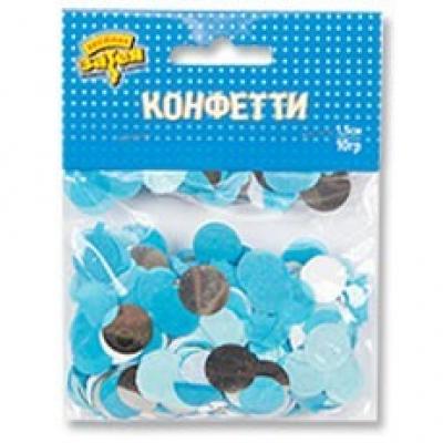 Конфетти Круги тишью фольгированные серебро/голубой Микс 10 г 282304