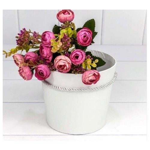 Коробка для цветов конус 15*13 см Белый с ручкой 440688б