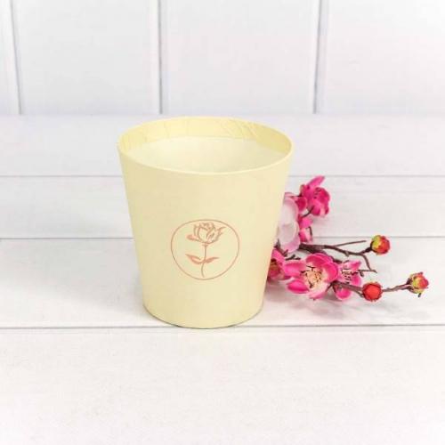 Коробка для цветов конус с тиснением 10.7*10.6 см Бежевый 440582беж