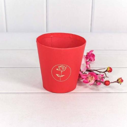 Коробка для цветов конус с тиснением 10.7*10.6 см Красный 440582к