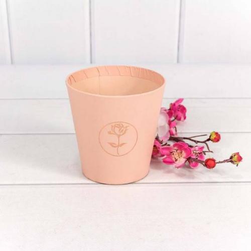 Коробка для цветов конус с тиснением 10.7*10.6 см Персиковый 440582п