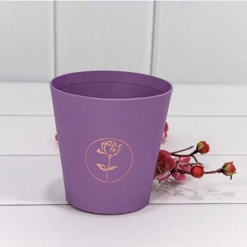 Коробка для цветов конус с тиснением 10.7*10.6 см Сиреневый 4405828