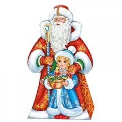 Коробка картонная для сладких подарков 16*9*29 см Дед Мороз и внучка 0.8 кг