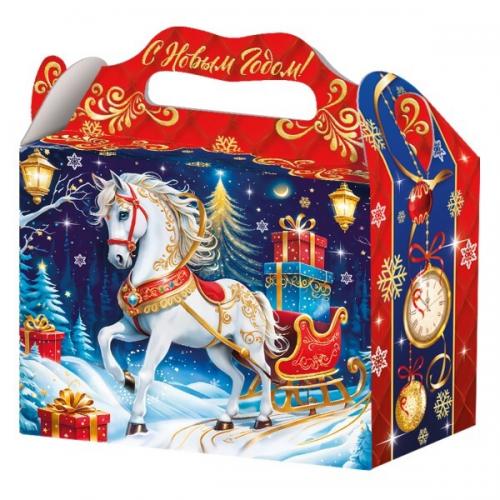 Коробка картонная для сладких подарков 24.5*13*19.5 см Сани 2.5 кг