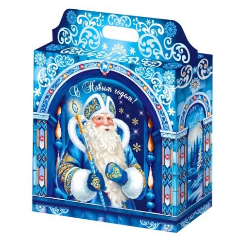 Коробка картонная для сладких подарков 33*11*33 см Ледяная изба 4 кг