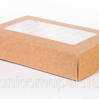 Коробка самосборная 10*8*4 см Крафт с окном 516733
