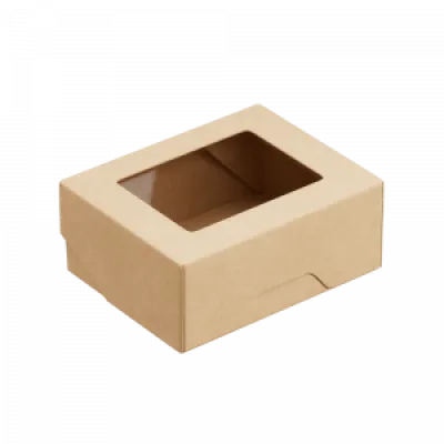 Коробка самосборная 10*8*4 см Крафт с окном 51673
