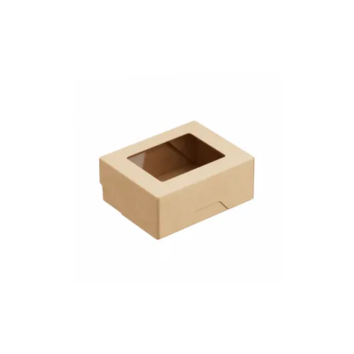 Коробка самосборная 10*8*4 см Крафт с окном 51673