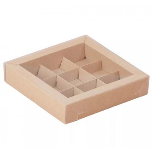 Коробка самосборная 13*13*3.5 см Крафт для 9 конфет 517775