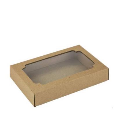Коробка самосборная 15.5*11*3 см Крафт с окном крышка/дно 51701 Цена за 1 коробку