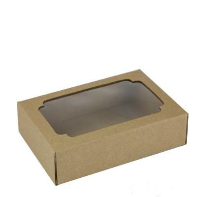 Коробка самосборная 15.5*11*4.5 см Крафт с окном крышка/дно МГК 56045 Цена за 1 коробку