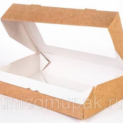 Коробка самосборная 20*12*4 см Крафт с окном Цена за 1 коробку 51674