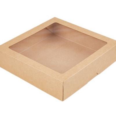 Коробка самосборная 20*20*4 см Крафт с окном 51771