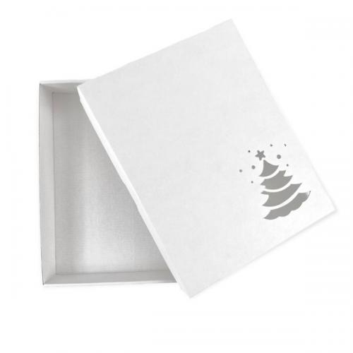 Коробка самосборная 26*21.5*4 см Елка белый крышка/дно 517734