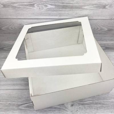 Коробка самосборная 30*30*12 см Белый с окном крышка/дно 51721
