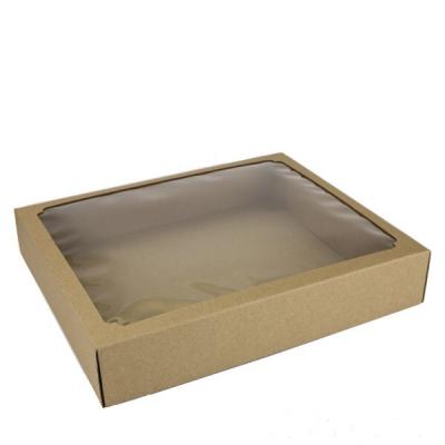 Коробка самосборная 37*32*7 см Крафт с окном крышка/дно Цена за 1 коробку 562506