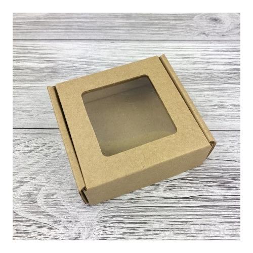 Коробка самосборная 8*8*3 см МГК бурый с окном 517751