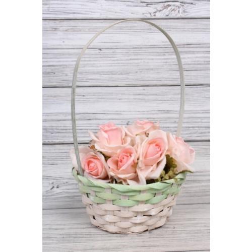 Корзина плетеная (бамбук) 19*9*34 см Натуральный/светло-зеленый 566071